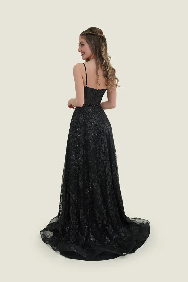 FLAIR Prom 25010 Glitter Tulle A-Line Dress FLAIR PromÂ