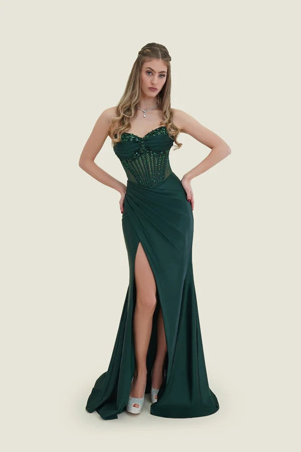 FLAIR Prom 25015 Corset Bodice Fitted Dress FLAIR Prom