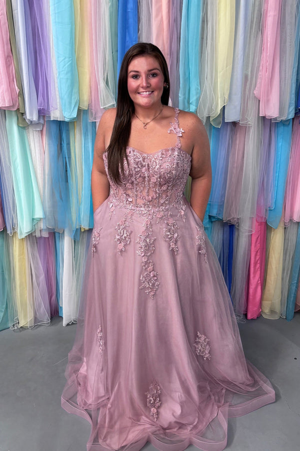 FLAIR Prom 24732 Rosewood A-Line Tulle Dress