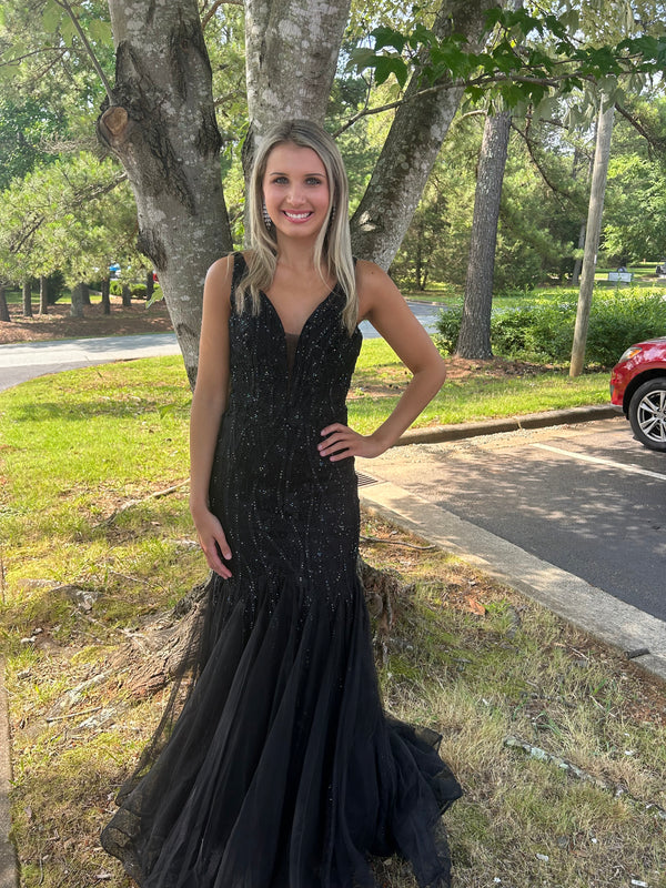 FLAIR Prom 23684 Black Fit-n-Flare Dress - Size 10