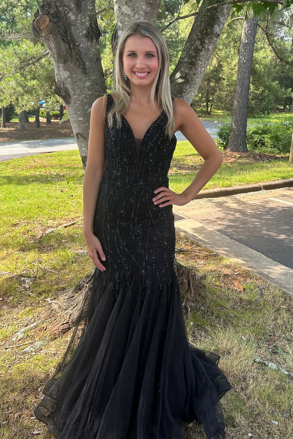 FLAIR Prom 23684 Black Fit-n-Flare Dress