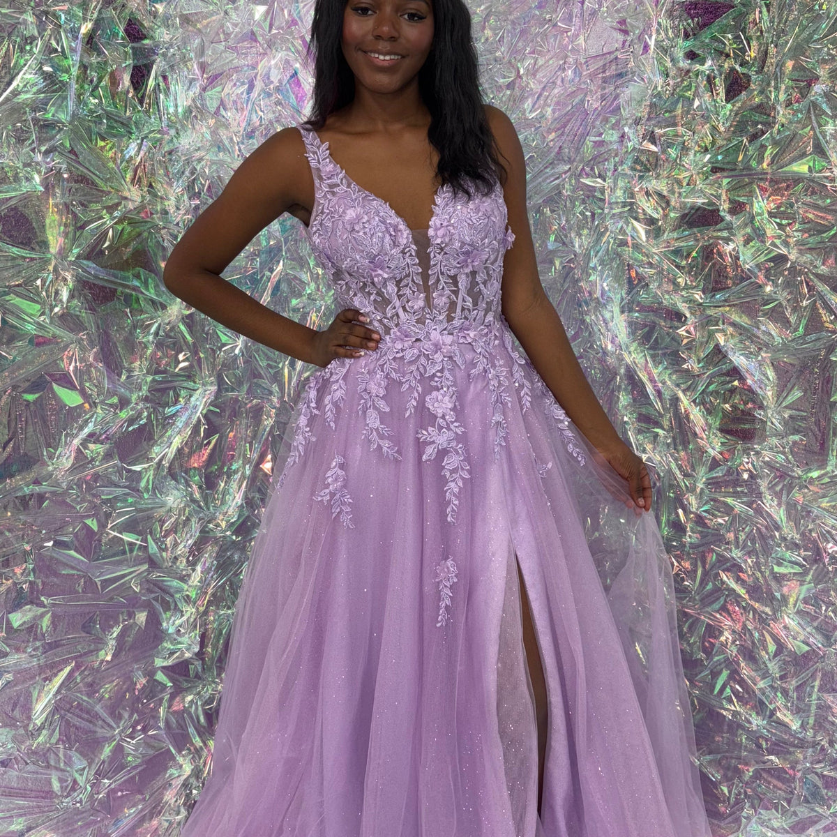 Flair Prom 25038 Tulle & Lace A-Line Dress Black / 4