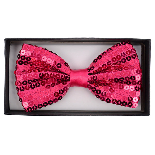 New Fuchsia Sparkle Sequin 2.5" Bow Tie SELININY