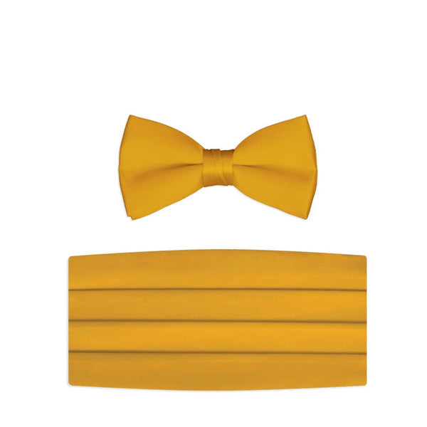 New Satin Bow Tie & Cummerbund Set - Gold Tuxedo Park