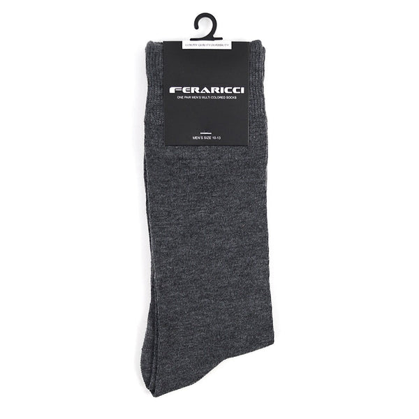 Men's Grey Solid Crew Socks SELININY