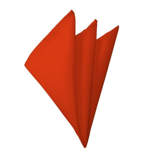 New Solid Satin Pocket Square - Coral Red Manzini Neckwear
