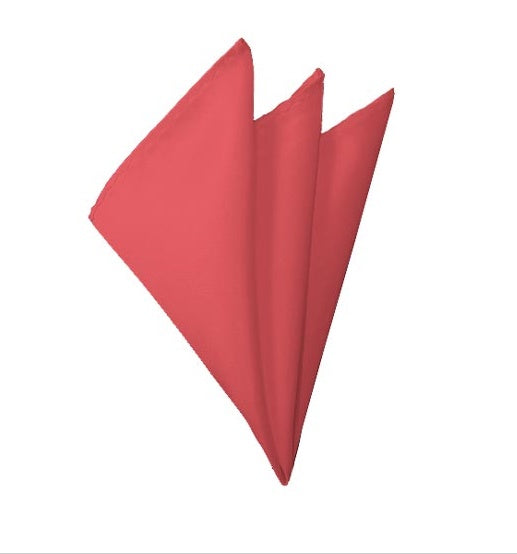 New Solid Satin Pocket Square - Coral Rose Manzini Neckwear