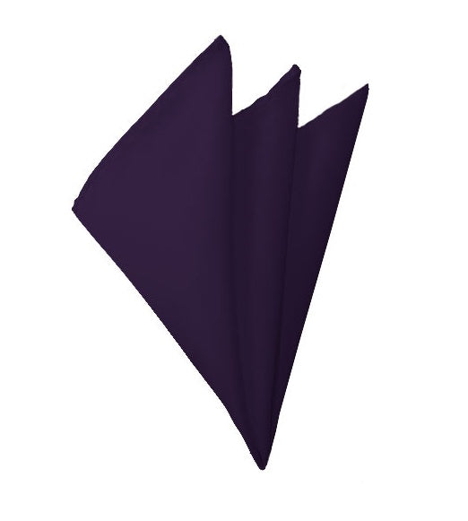New Solid Satin Pocket Square - Eggplant Purple Manzini Neckwear