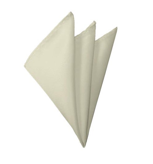 New Solid Satin Pocket Square - Cream Manzini Neckwear