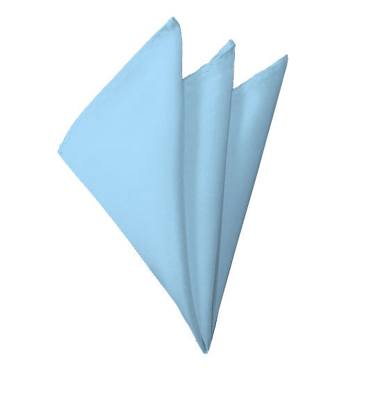 New Solid Satin Pocket Square - Powder Blue Manzini Neckwear