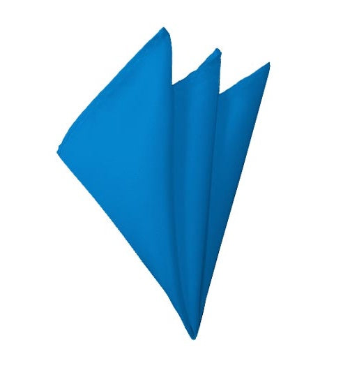 New Solid Satin Pocket Square - Peacock Blue Manzini Neckwear