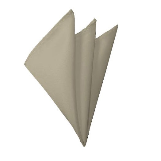 New Solid Satin Pocket Square - Beige Manzini Neckwear