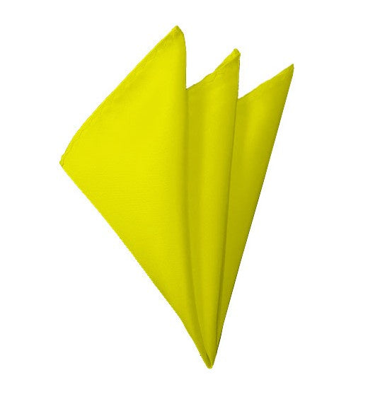 New Solid Satin Pocket Square - Lemon Yellow Manzini Neckwear