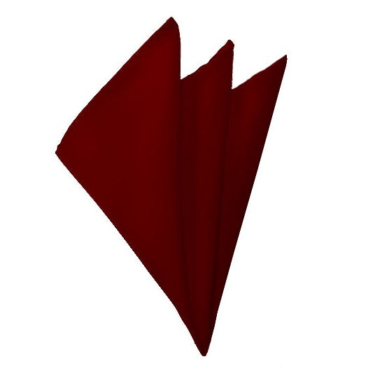 New Solid Satin Pocket Square - Burgundy Manzini Neckwear