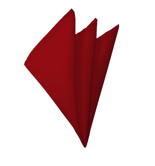 New Solid Satin Pocket Square - Crimson Manzini Neckwear