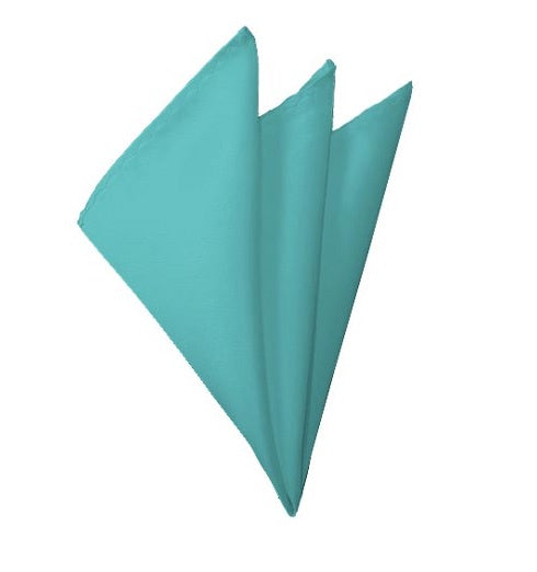 New Solid Satin Pocket Square - Aqua Green Manzini Neckwear