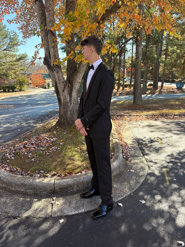 New Azzuro Black with Black Shawl Slim Fit Tuxedo Azzuro