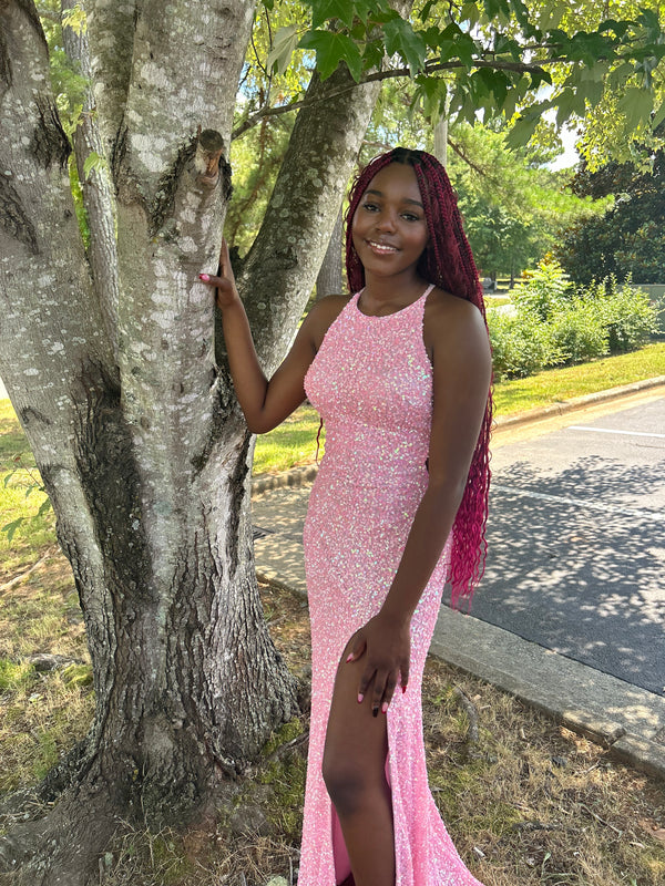 INTRIGUE 91033 Bubblegum Pink Sequin Dress