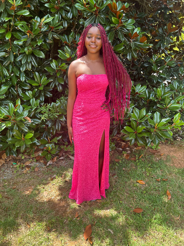INTRIGUE 91048 Fuchsia Sequin Dress