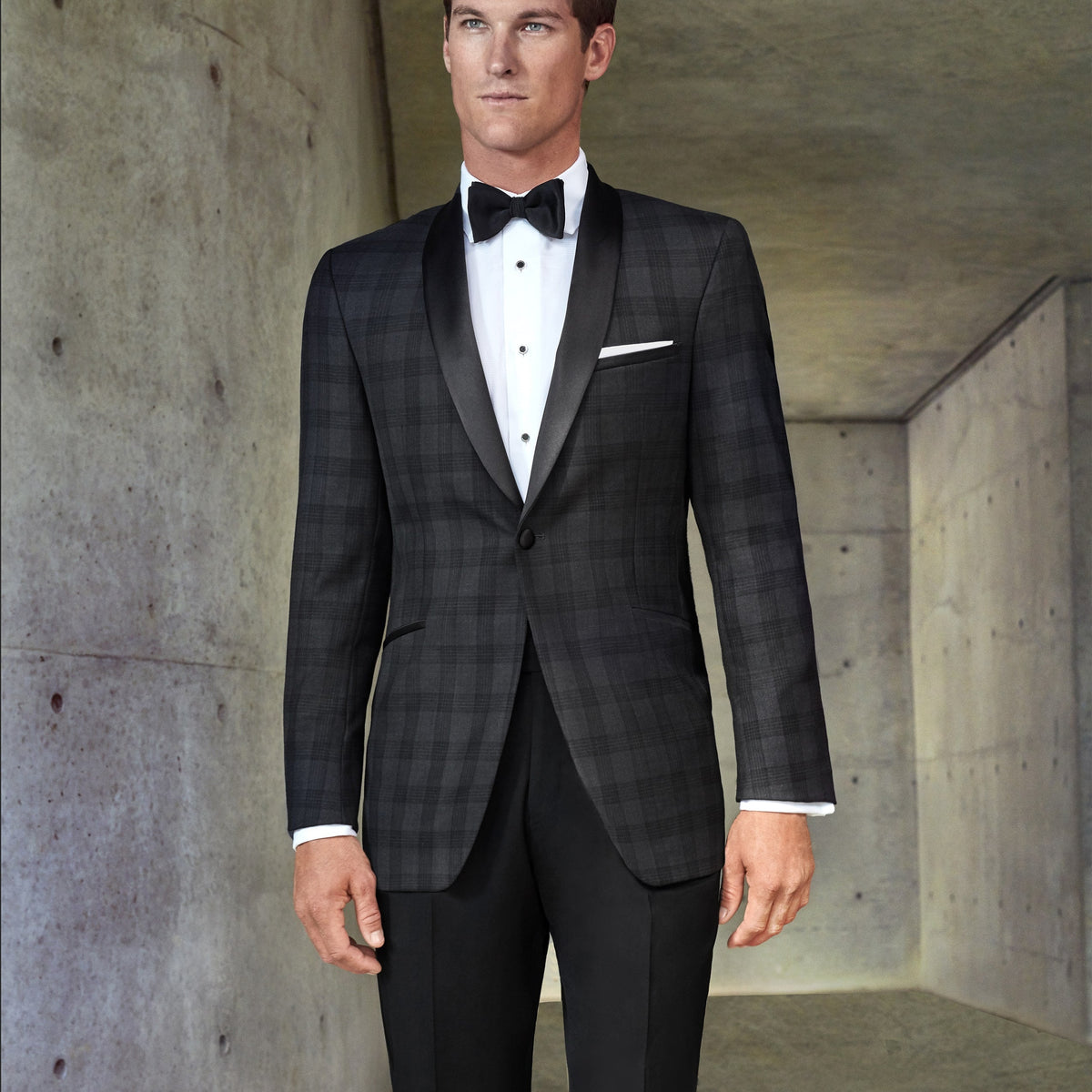 Ike Behar 'Chester' Black Plaid Tuxedo Jacket – Formalwear Outlet