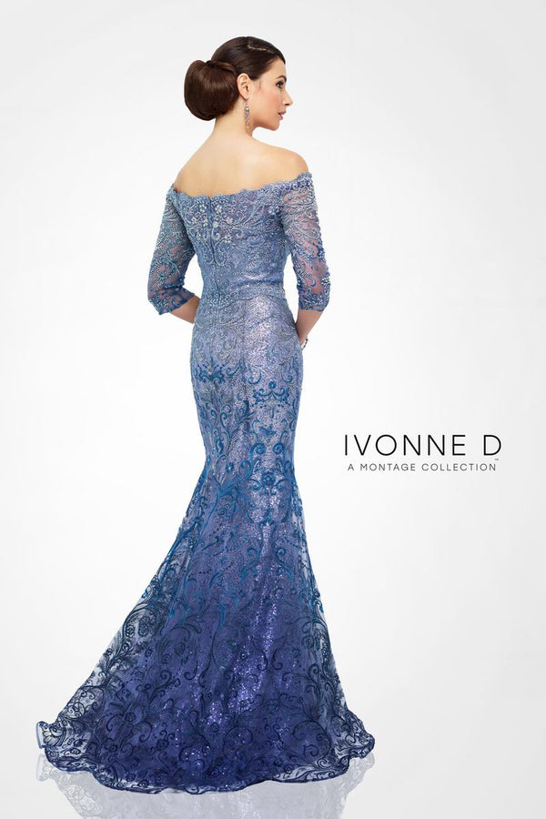 Ivonne D 118D07 Lace 3/4 Sleeve Trumpet Dress