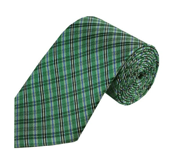Green, Blue, Black and White Plaid Design Tie TieOutlet.com