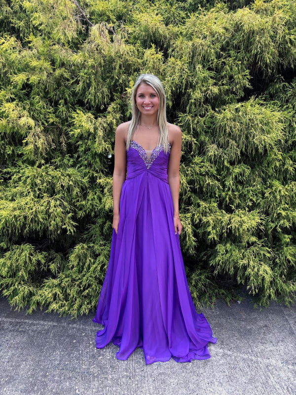 Jovani 88034 Purple Sweetheart Chiffon Dress