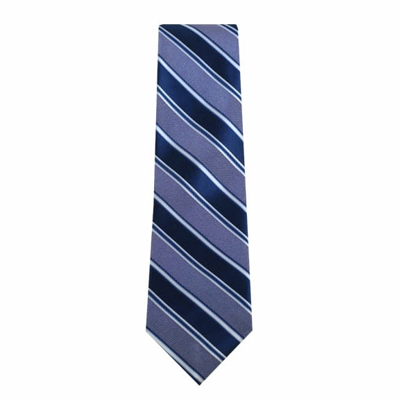 Navy, White and Purple Stripe Slim Tie Romario Manzini