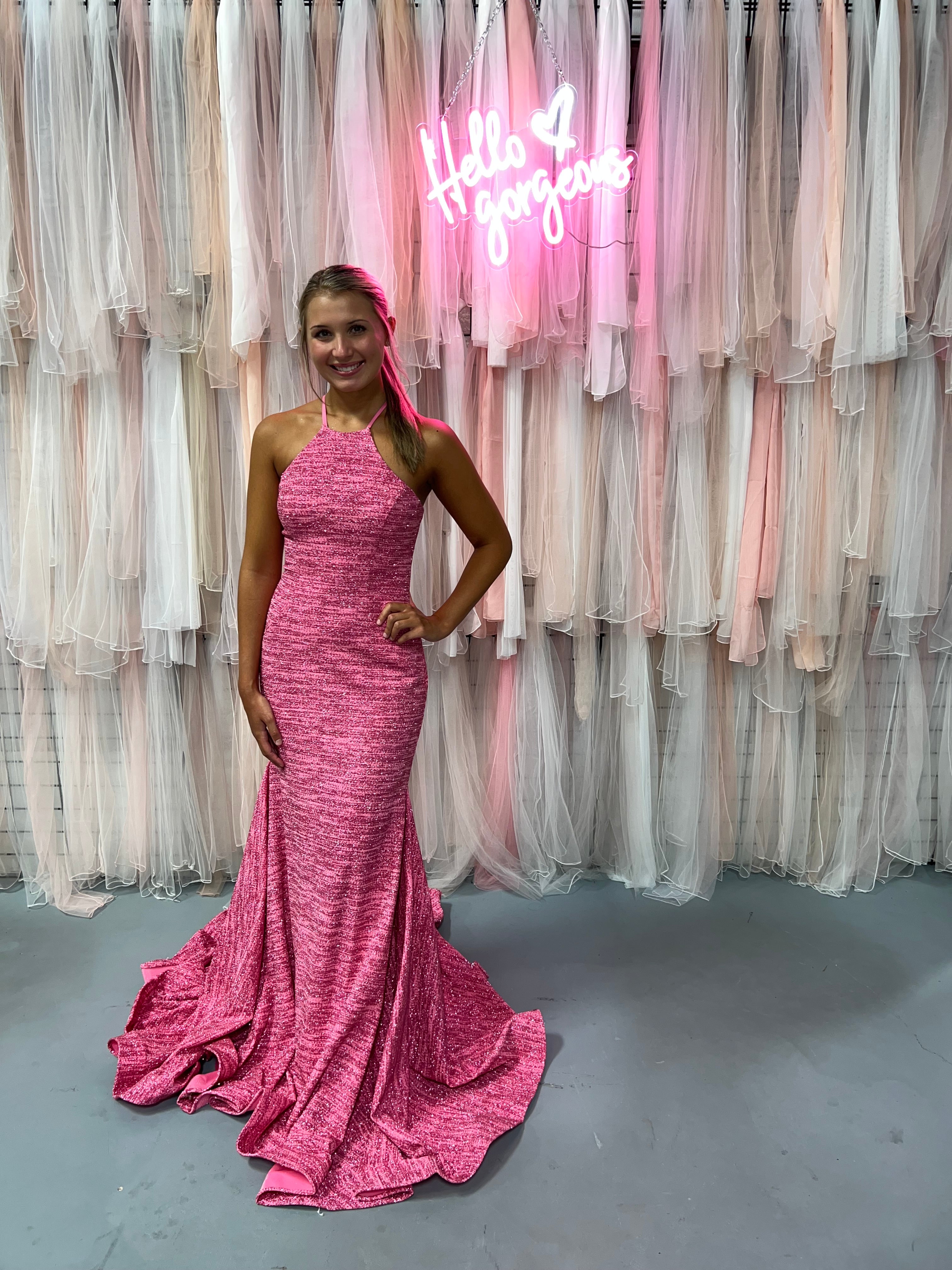 shimmer pink dress Raizel Pink Beaded Sequin Bodycon Gown with Scarf