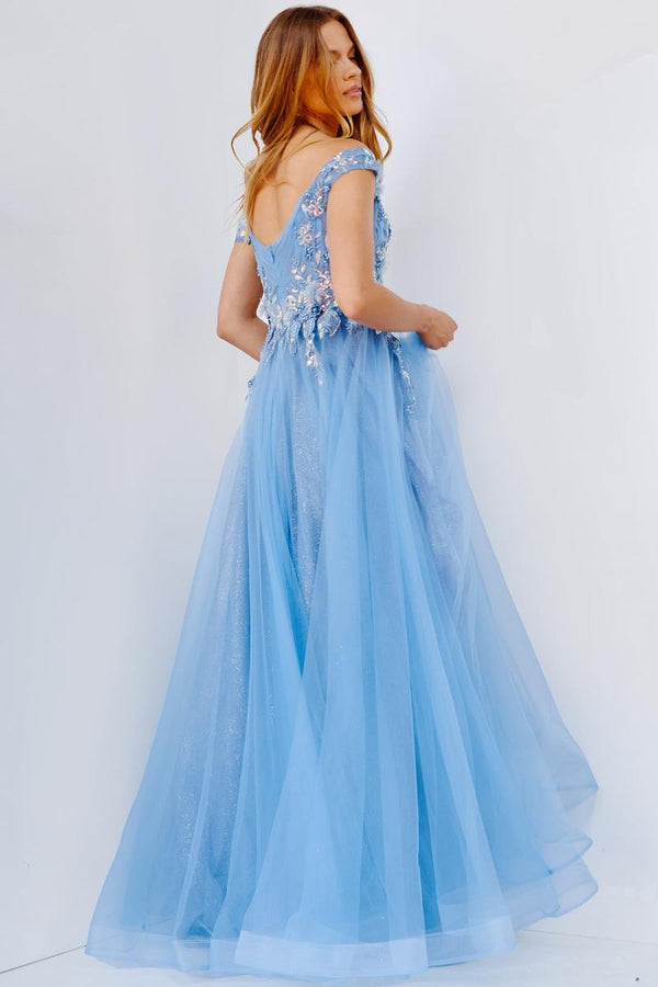 JVN by Jovani 23698 Sky Blue Tulle Ballgown
