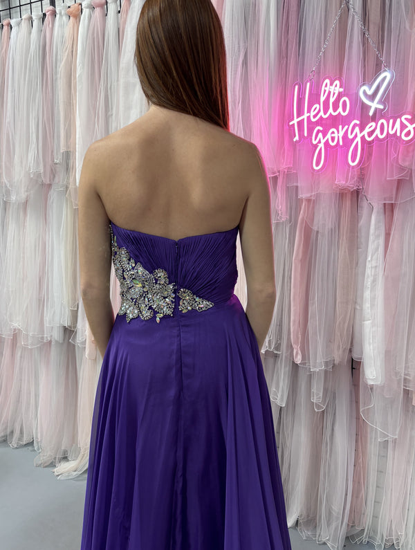 JVN by Jovani 89651 Purple Sweetheart Chiffon Dress