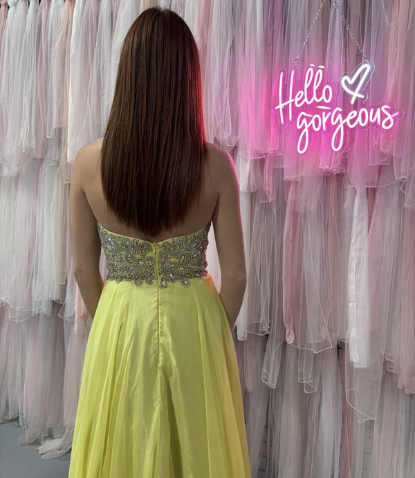 JVN by Jovani 92592 Yellow Chiffon Dress