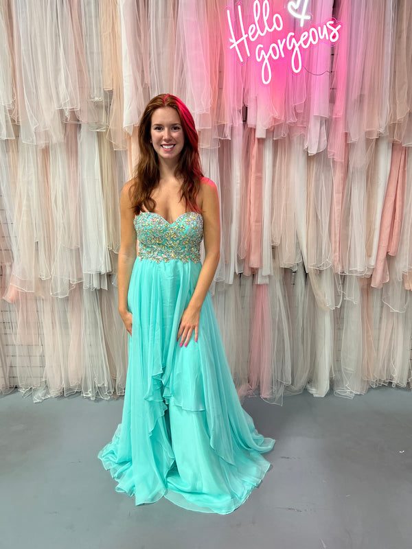 JVN by Jovani 93709 Mint Chiffon Dress