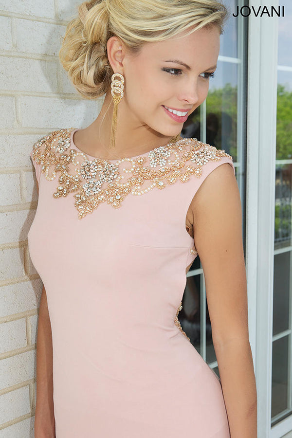 JOVANI 99112 Blush Fitted Dress Jovani