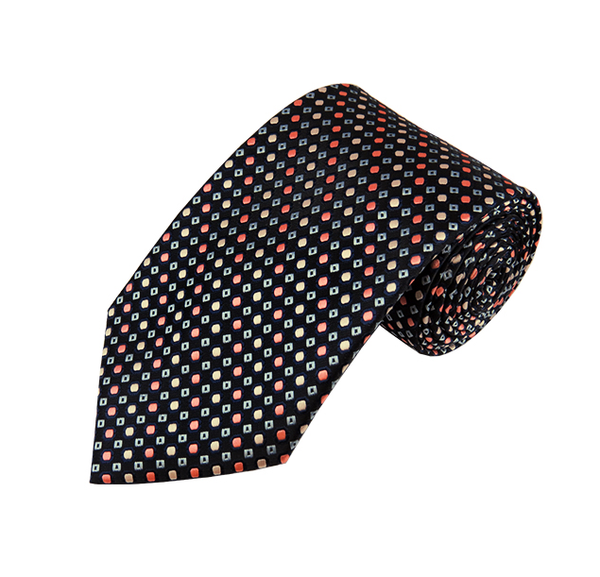 Palm Coral, Peach and Light Steel Blue Dots Woven Tie TieOutlet.com