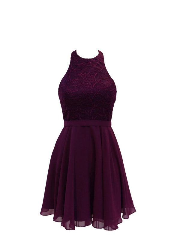 Lucci Lu 984903 Plum Halter Cocktail Dress