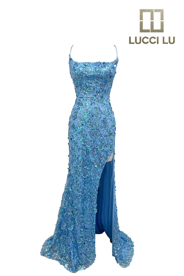 Lucci Lu 1328 Sequin Design Fitted Dress Lucci Lu