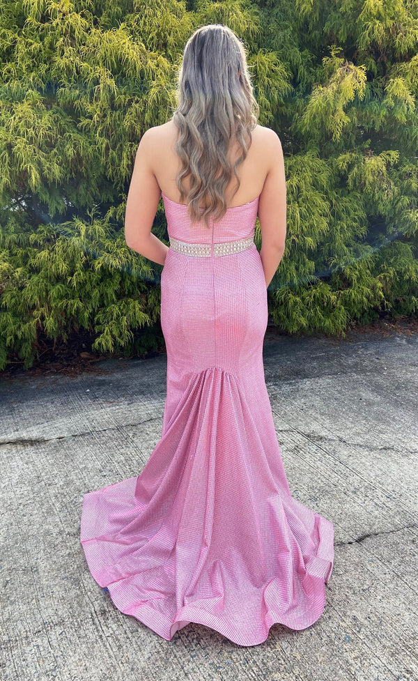 Lucci Lu 28036 Pink Shimmer Fit-n-Flare Dress