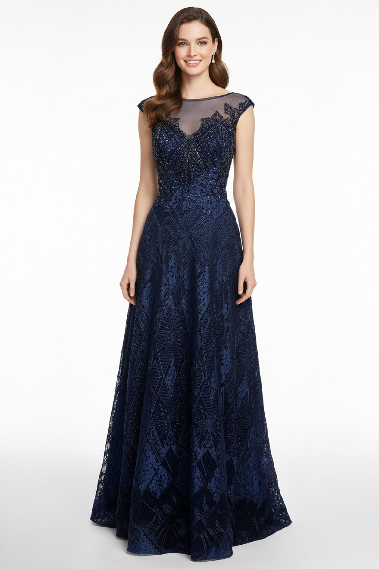 Lucci Lu 28610 NAVY Modest A-Line Dress NAVY / 22