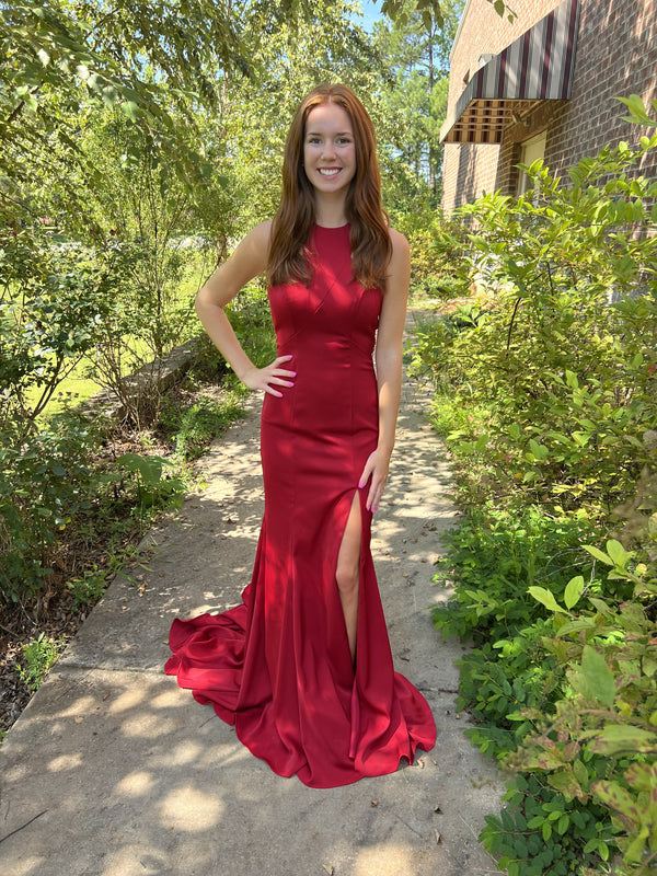 Lucci Lu 8242 Hot Red Low Back Fitted Dress