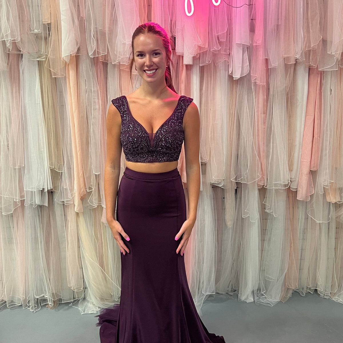 fitted lace wedding dress A Line Purple Lace Long Prom Dresses, A Line Purple Lace Long Formal E –  morievent