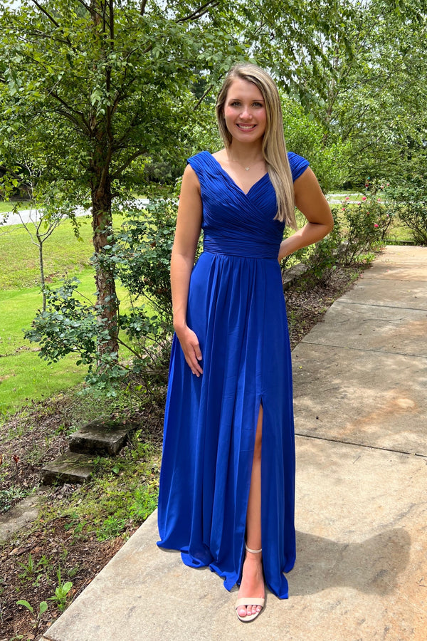 Lucci Lu 93060 Cobalt Blue Chiffon Dress