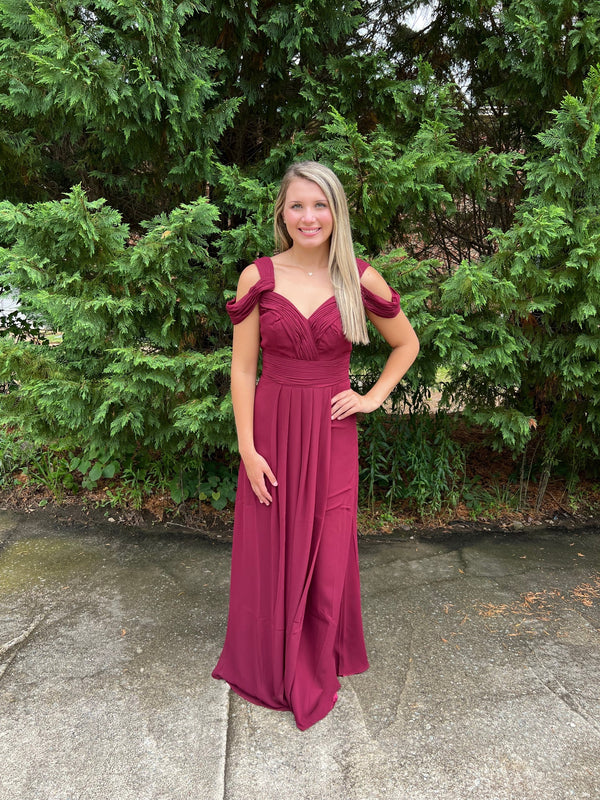 Lucci Lu 93061 Burgundy Chiffon Dress