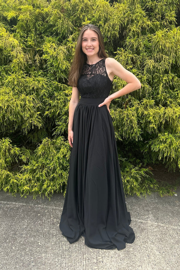Lucci Lu 93065 Black Lace Chiffon Dress