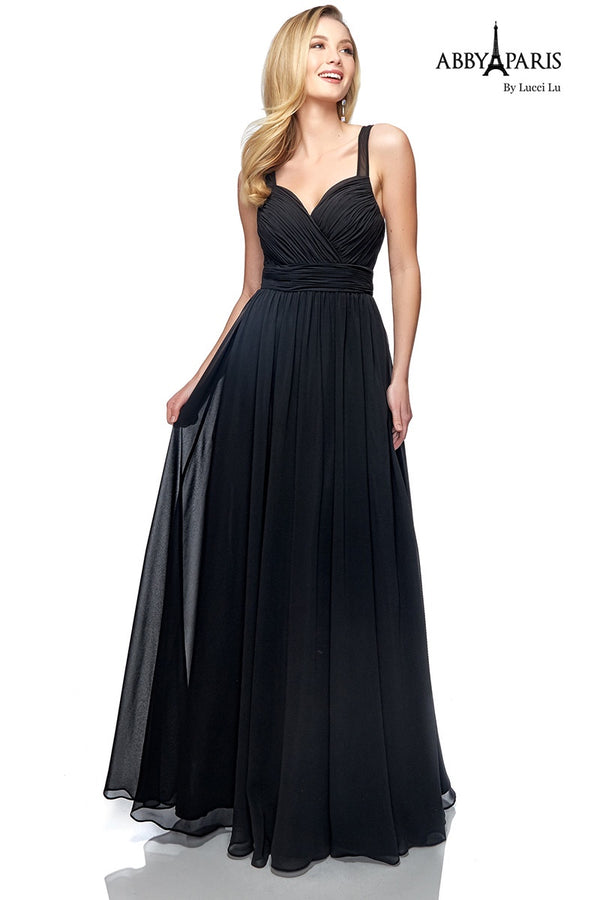 Lucci Lu 93086 Black Chiffon A-Line Dress