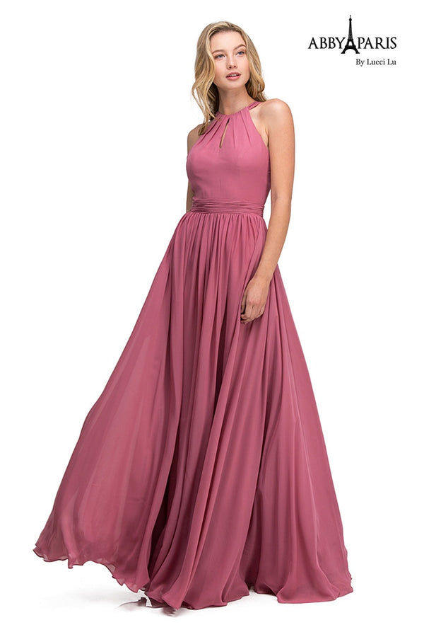 Lucci Lu 93104 Mauve A-Line Chiffon Dress