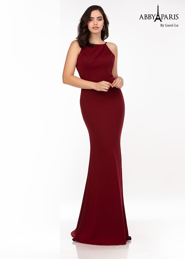Lucci Lu 93123 Burgundy Sheath Dress