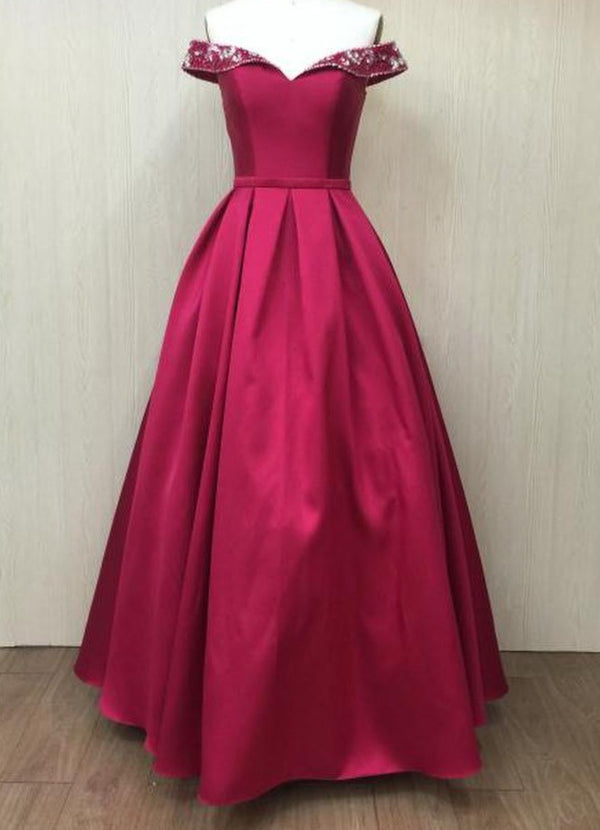 Lucci Lu 981009 Wine Off Shoulder A-Line Dress