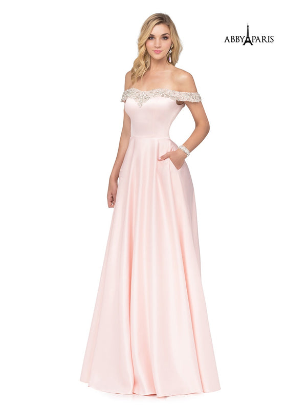 Lucci Lu 981021 Blush Pink Satin A-Line Dress