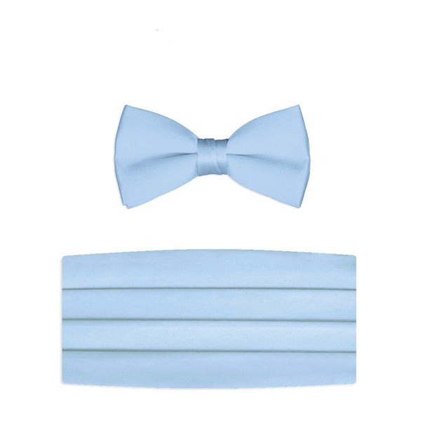 New Satin Bow Tie & Cummerbund Set - Light Blue Tuxedo Park